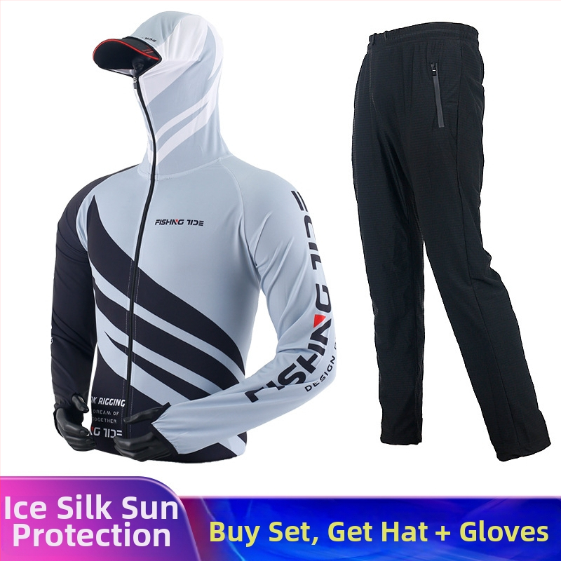 Unisex žvejybos drabužių komplektas su UV apsauga, ice silk audinys, greitai džiūstantis ir kvėpuojantis vasarai