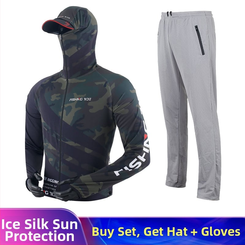 Unisex žvejybos drabužių komplektas su UV apsauga, ice silk audinys, greitai džiūstantis ir kvėpuojantis vasarai