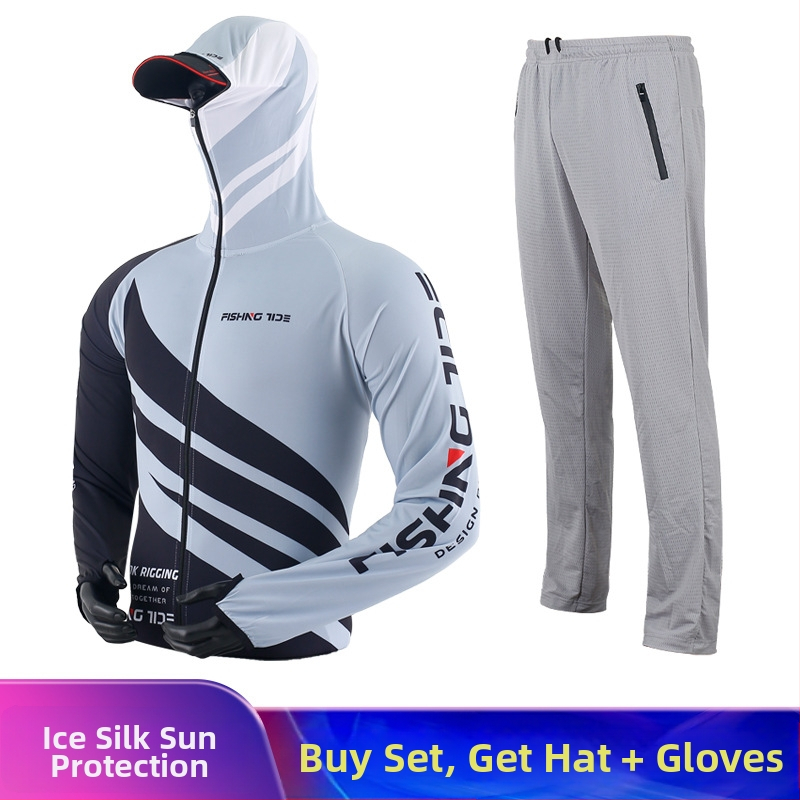 Unisex žvejybos drabužių komplektas su UV apsauga, ice silk audinys, greitai džiūstantis ir kvėpuojantis vasarai