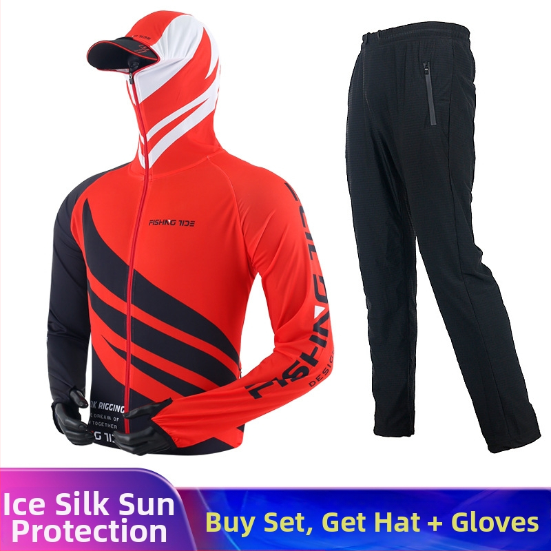 Unisex žvejybos drabužių komplektas su UV apsauga, ice silk audinys, greitai džiūstantis ir kvėpuojantis vasarai