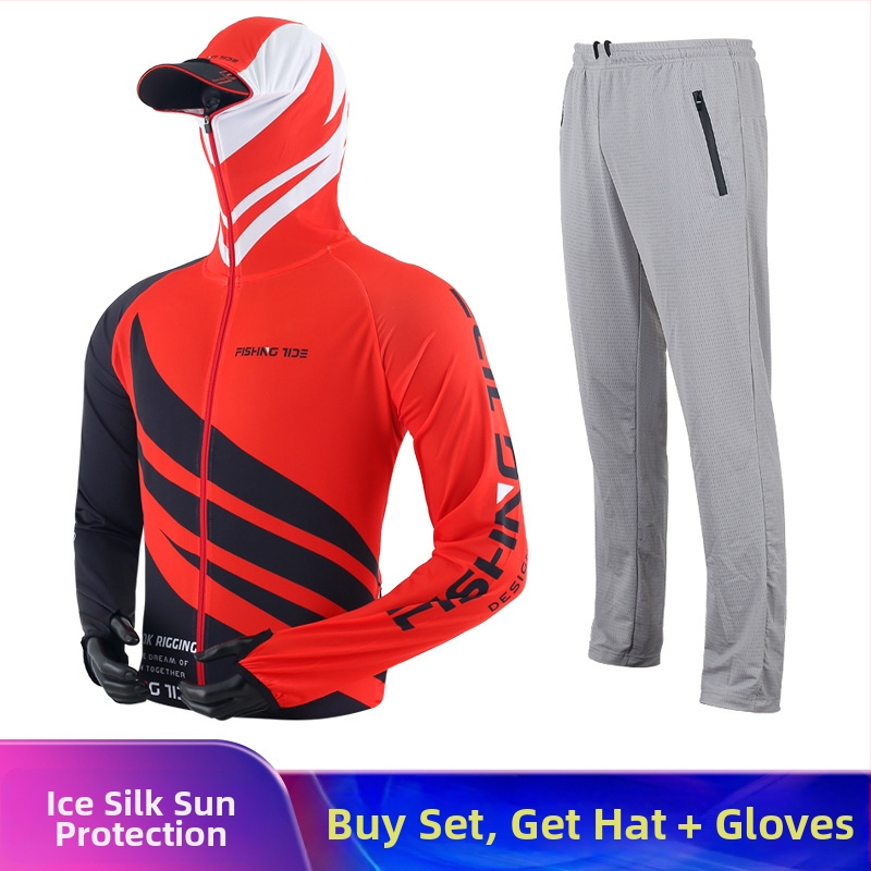 Unisex žvejybos drabužių komplektas su UV apsauga, ice silk audinys, greitai džiūstantis ir kvėpuojantis vasarai