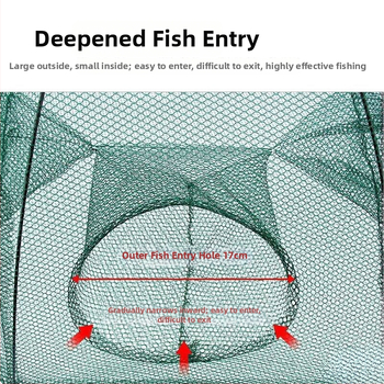 Tai Lane zvejas aizsardzības tīkls, saliekama krevetes kaste ar lietus tīklu, zīda materiāls