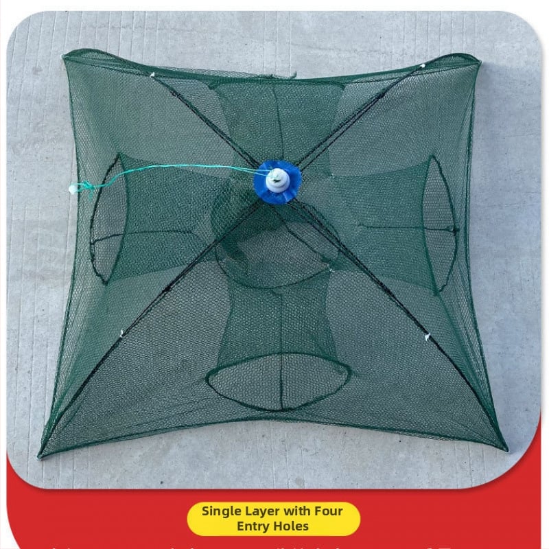 Tai Lane zvejas aizsardzības tīkls, saliekama krevetes kaste ar lietus tīklu, zīda materiāls