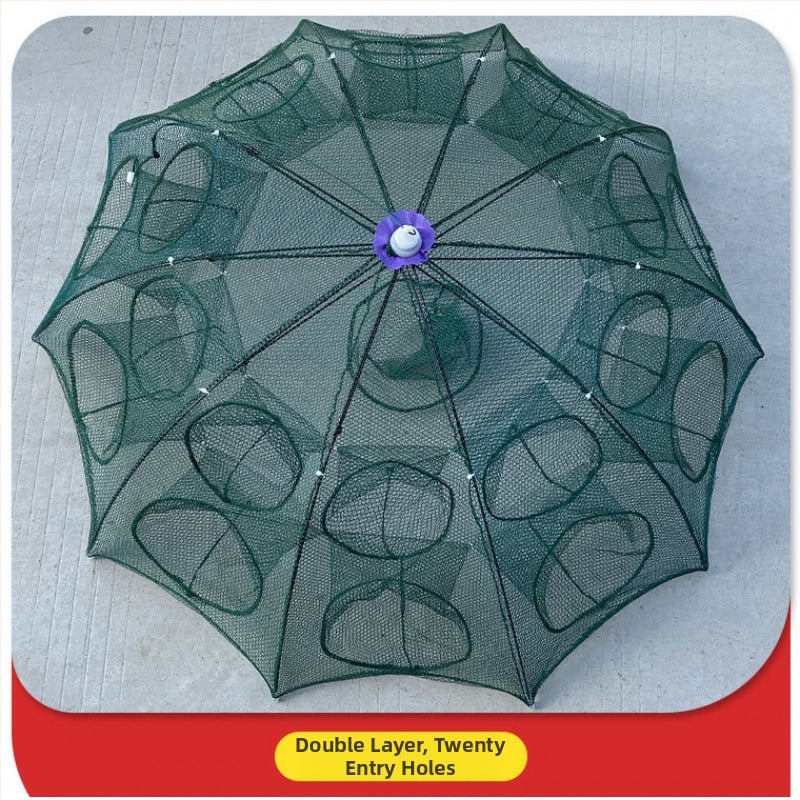 Tai Lane zvejas aizsardzības tīkls, saliekama krevetes kaste ar lietus tīklu, zīda materiāls