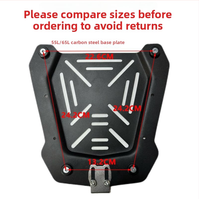 Universalus greito atpalaidavimo motociklo galinio bagažinės diegimo rinkinys geležinėms dėžėms, žvejybos dėžėms, įrankių dėžėms ir bagažui