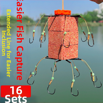 Eksplozīvo āķu komplekts ar bezrīkstošu astoņu zobu āķi un mīlšu klipu – Mengda (Zīmols: Mengda; Bezrīkstošs; Astoņi zobi; Piemērots zvejai okeānā, upēs un ezeros)