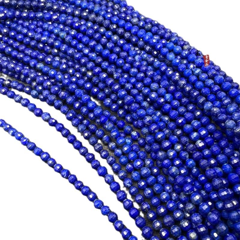 Perle od lapis lazuli, 128-facetiranih nogometnog oblika, okrugle, polugotove DIY perle