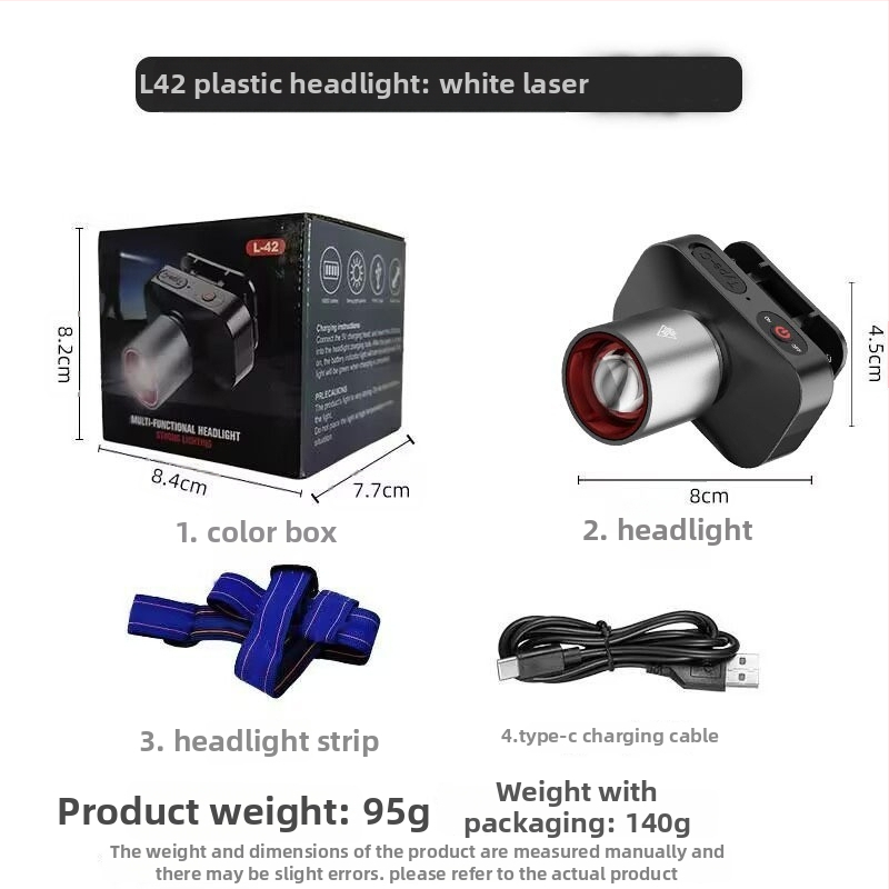 LED galvos žibintu įkraunamas 15W, 1200mAh, lauko apšvietimui, 100–200 m spindulio nuotolis