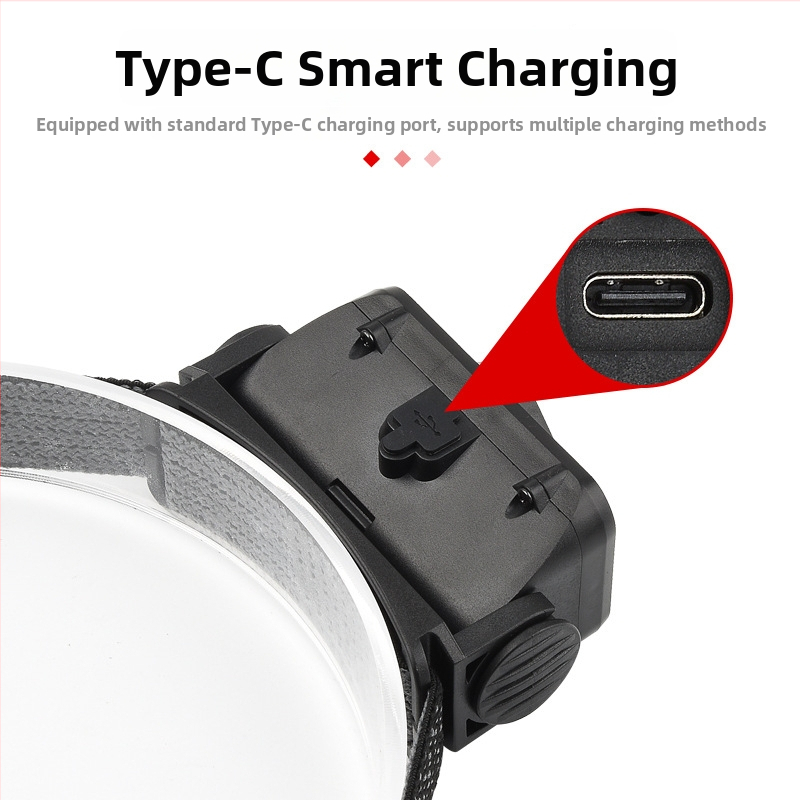 LED galvos žibintas su USB įkrovimu, lauko atsparus vandeniui, 3W, 1200mAh, judesio jutiklis