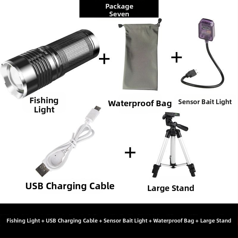 Lumină de pescuit de noapte cu laser – reîncărcabilă, alimentare cu baterie, ultra-luminoasă