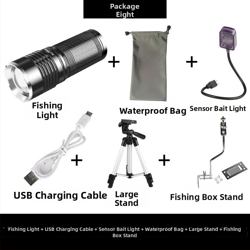 Lumină de pescuit de noapte cu laser – reîncărcabilă, alimentare cu baterie, ultra-luminoasă