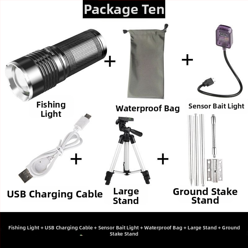 Lumină de pescuit de noapte cu laser – reîncărcabilă, alimentare cu baterie, ultra-luminoasă
