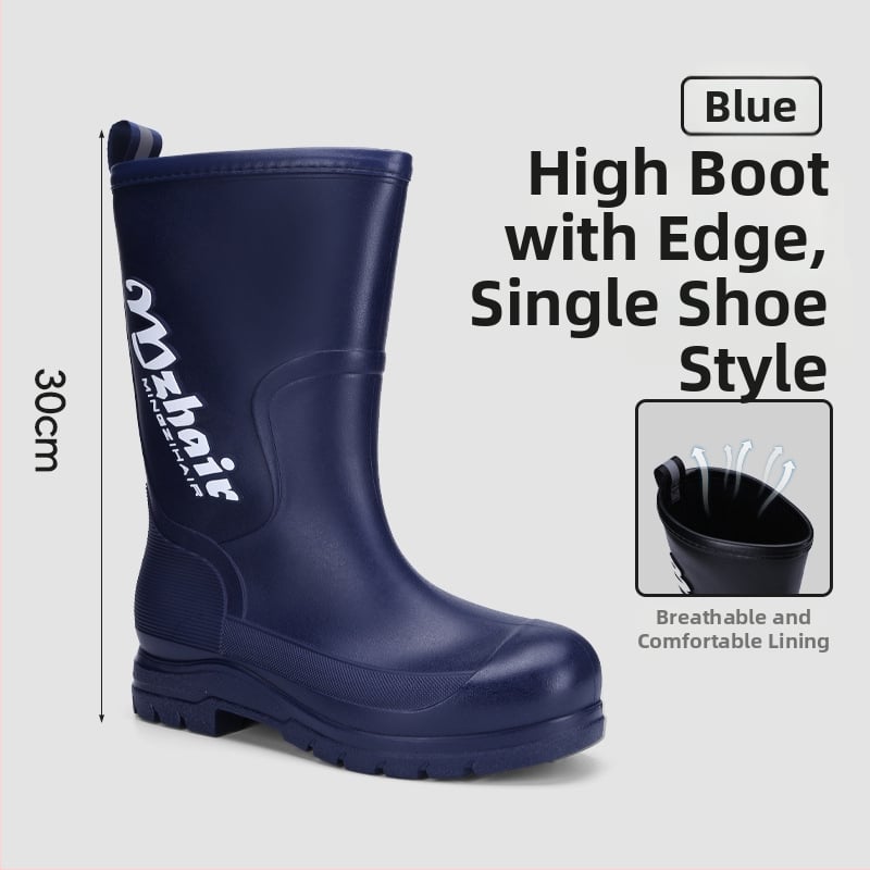 Vīriešu lietus zābaki, pretslīdēšana, ūdensdroši, ar augstu augšdaļu, iekšējā odere no mākslīgā kažokādas, EVA zole