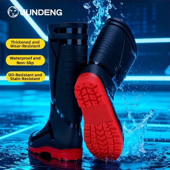 Vīriešu augstie lietus zābaki, ūdensdroši ar mākslīgās kažokādas iekšpusi, pretslidēšanai, visām sezonām