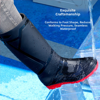 Vīriešu augstie lietus zābaki, ūdensdroši ar mākslīgās kažokādas iekšpusi, pretslidēšanai, visām sezonām