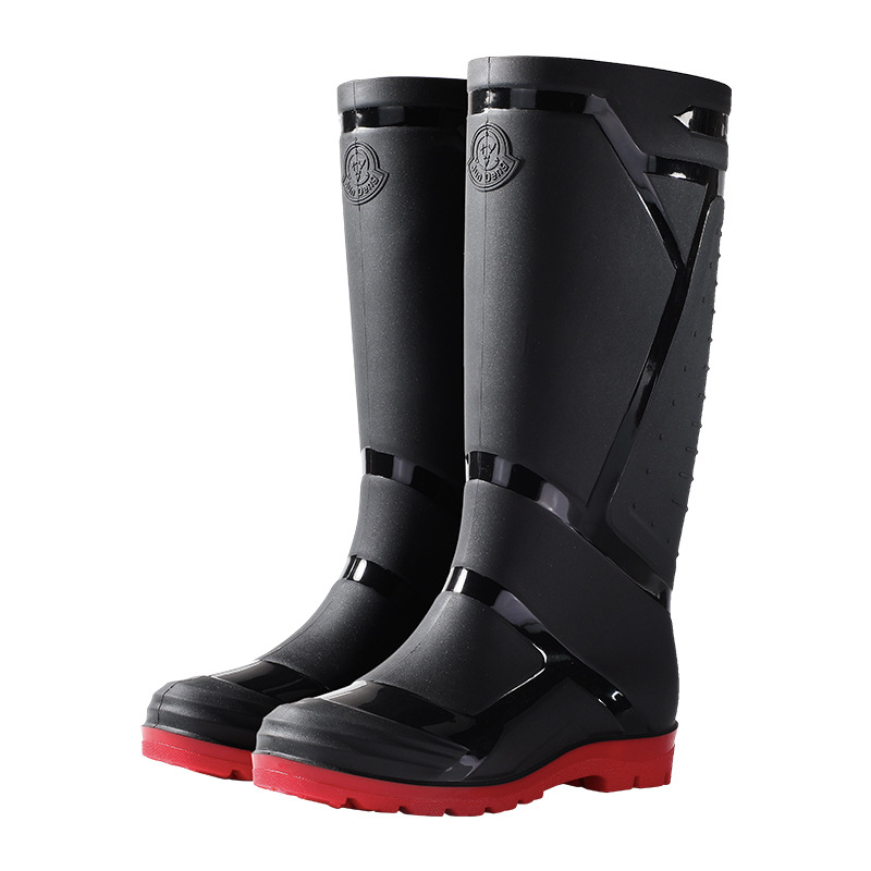 Vīriešu augstie lietus zābaki, ūdensdroši ar mākslīgās kažokādas iekšpusi, pretslidēšanai, visām sezonām