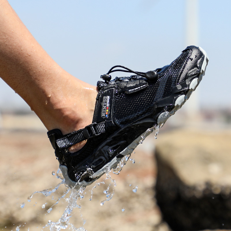 Upės takų bateliai (unisex) – greitai džiūstantys, kvėpuojanti tinklinė viršutinė dalis, EVA tarpinė padas, anti-slip gumos padas, žemas profilis; tinkami žygiams ir vandens pramogoms