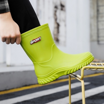 Vīriešu vidēja augstuma lietus zābaki – ūdensdroši, pretslīdējoši, silti, PVC gumijas zābaki ar EVA zolīti