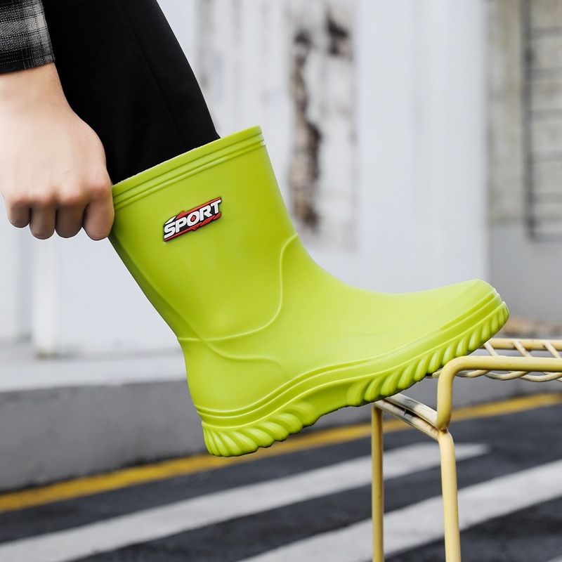 Vīriešu vidēja augstuma lietus zābaki – ūdensdroši, pretslīdējoši, silti, PVC gumijas zābaki ar EVA zolīti