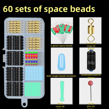 Horgászfelszerelés-készlet szilikon elemekkel, csomózás elleni kialakítás, nyolcas alakú gyűrű és zsinórklipsz