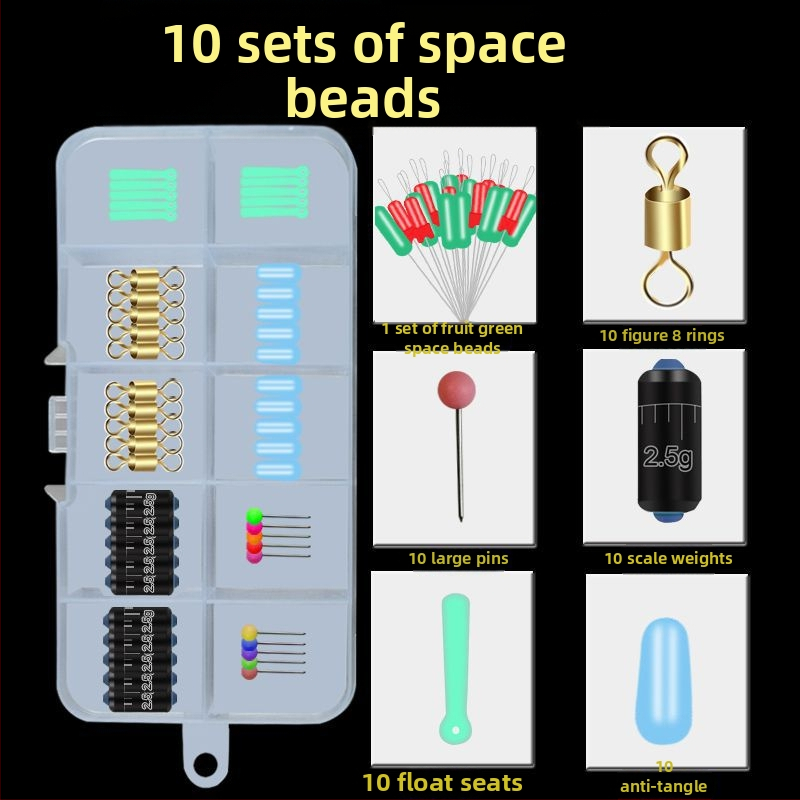 Horgászfelszerelés-készlet szilikon elemekkel, csomózás elleni kialakítás, nyolcas alakú gyűrű és zsinórklipsz