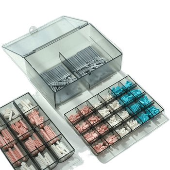 Detaļu organizētājs būvblokiem, caurspīdīgs daudzsekciju uzglabāšanas skapis, 2 L tilpums, dzīvojamajai istabai, mūsdienīgs minimālisma stils