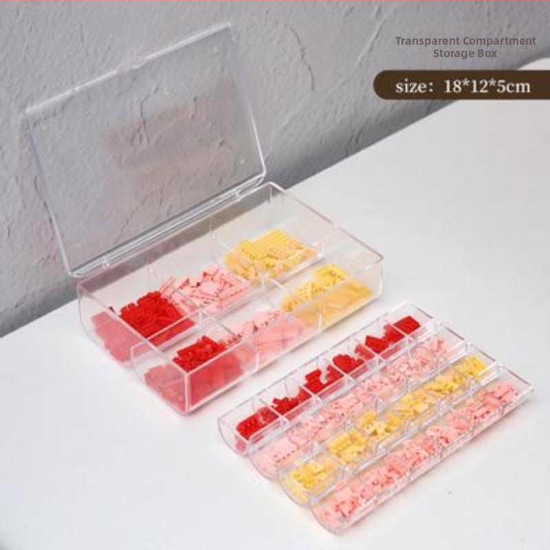 Detaļu organizētājs būvblokiem, caurspīdīgs daudzsekciju uzglabāšanas skapis, 2 L tilpums, dzīvojamajai istabai, mūsdienīgs minimālisma stils