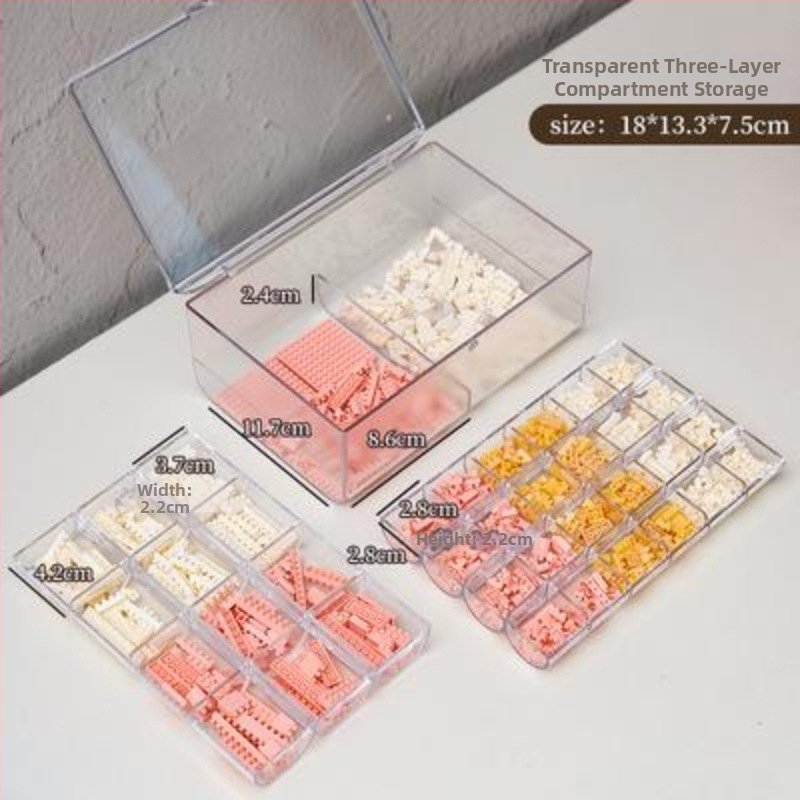 Detaļu organizētājs būvblokiem, caurspīdīgs daudzsekciju uzglabāšanas skapis, 2 L tilpums, dzīvojamajai istabai, mūsdienīgs minimālisma stils