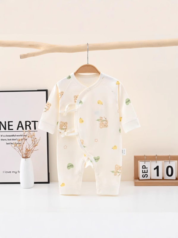 Overál baba, 100% pamut, csont nélküli dizájn, hosszú ujjak, újszülött 0–1 év, tavasz és ősz