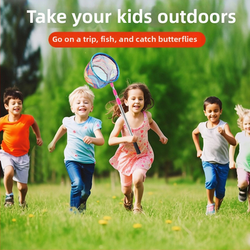 Bērnu teleskopiskais zvejas tīkls ar kātu, nerūsējošā tērauda, tīkla diametrs 25 cm, tīkla dziļums 22 cm, smalks režģis, portatīvs komplekts ar tīkla somu