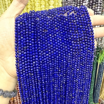 Lapis lazuli facettirane perle – okrugli raspršeni perli, uzorak prirodnog kamena, poluproizvodi za nakit (ljeto 2025)