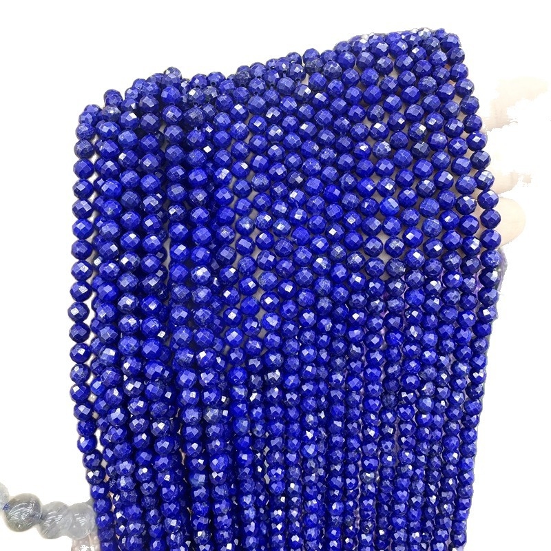 Lapis lazuli facettirane perle – okrugli raspršeni perli, uzorak prirodnog kamena, poluproizvodi za nakit (ljeto 2025)