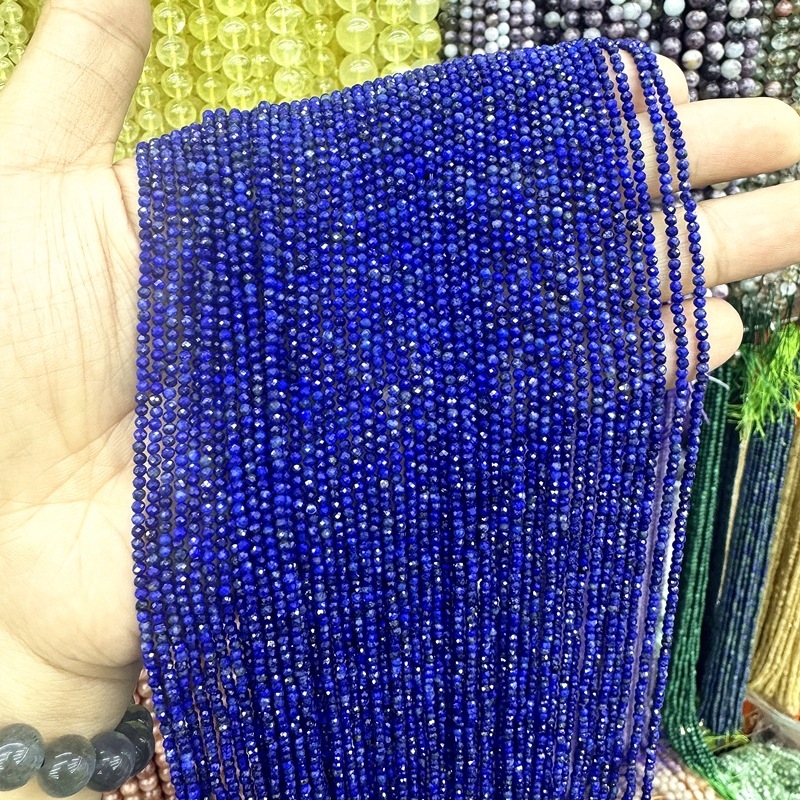 Lapis lazuli facettirane perle – okrugli raspršeni perli, uzorak prirodnog kamena, poluproizvodi za nakit (ljeto 2025)