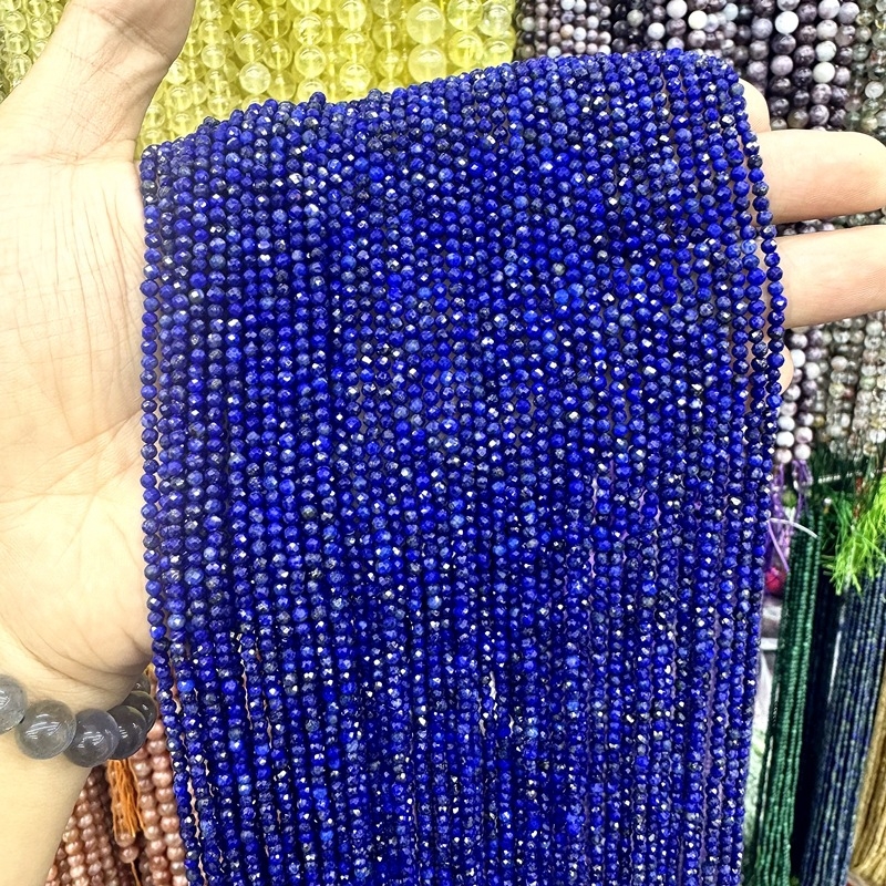 Lapis lazuli facettirane perle – okrugli raspršeni perli, uzorak prirodnog kamena, poluproizvodi za nakit (ljeto 2025)