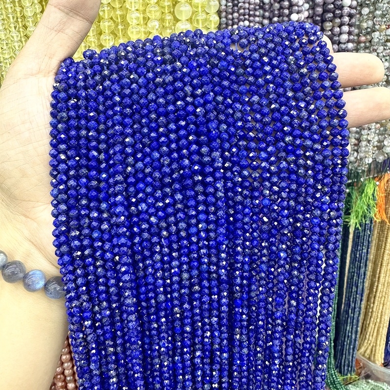 Lapis lazuli facettirane perle – okrugli raspršeni perli, uzorak prirodnog kamena, poluproizvodi za nakit (ljeto 2025)