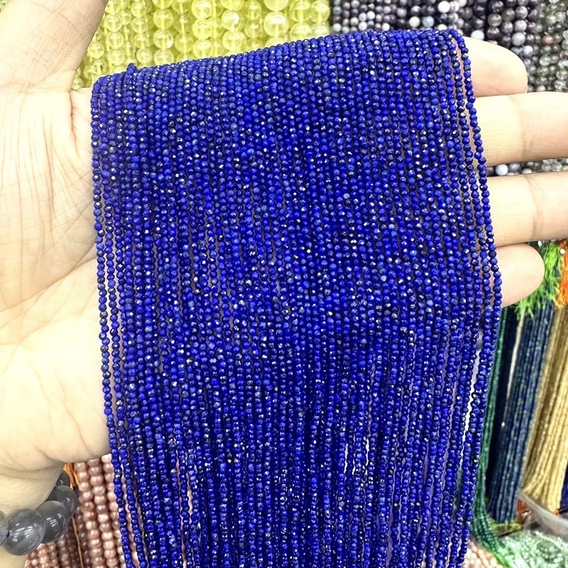 Lapis lazuli facettirane perle – okrugli raspršeni perli, uzorak prirodnog kamena, poluproizvodi za nakit (ljeto 2025)