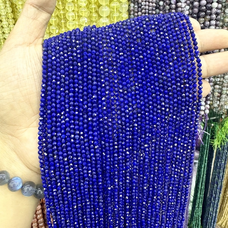 Lapis lazuli facettirane perle – okrugli raspršeni perli, uzorak prirodnog kamena, poluproizvodi za nakit (ljeto 2025)