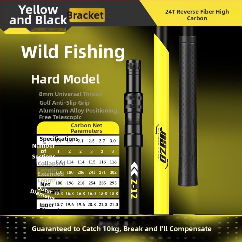 Karbona zvejas tīkla nūja komplekts ar teleskopisko kātu un tīkla galvu – pilns komplekts, smalks tīkls