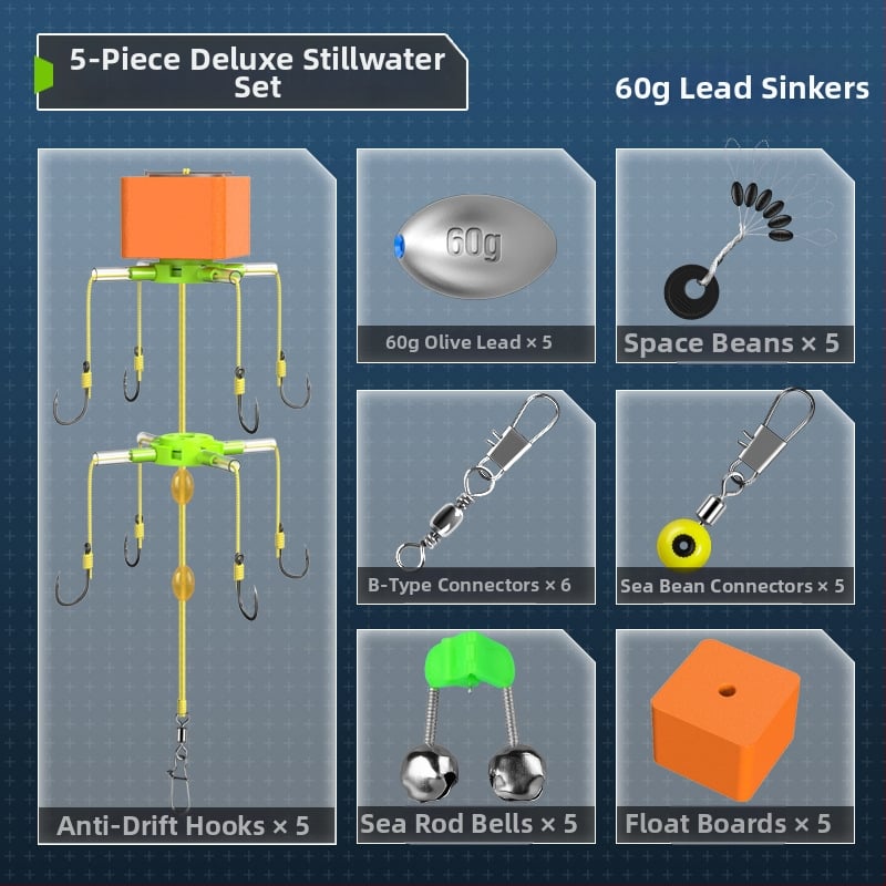 Flip hook zvejas komplekts ar kvadrātveida āķiem, āķi ar dūrēm, izmēri 9–15, Upper class