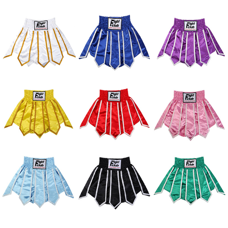 Uniszex ökölvívó/MMA rövidnadrág szalagos dizájnnal – poliészter keverék anyag, edzésre és versenyre Muay Thai, kick-box és MMA számára – Zhuoao