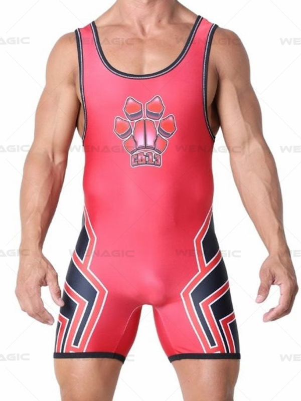 Costum de lupte dintr-o bucată pentru băieți, țesătură nylon-spandex (Lycra)