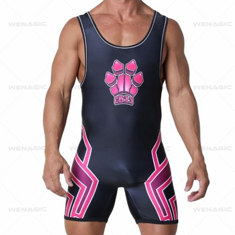 Costum de lupte dintr-o bucată pentru băieți, țesătură nylon-spandex (Lycra)