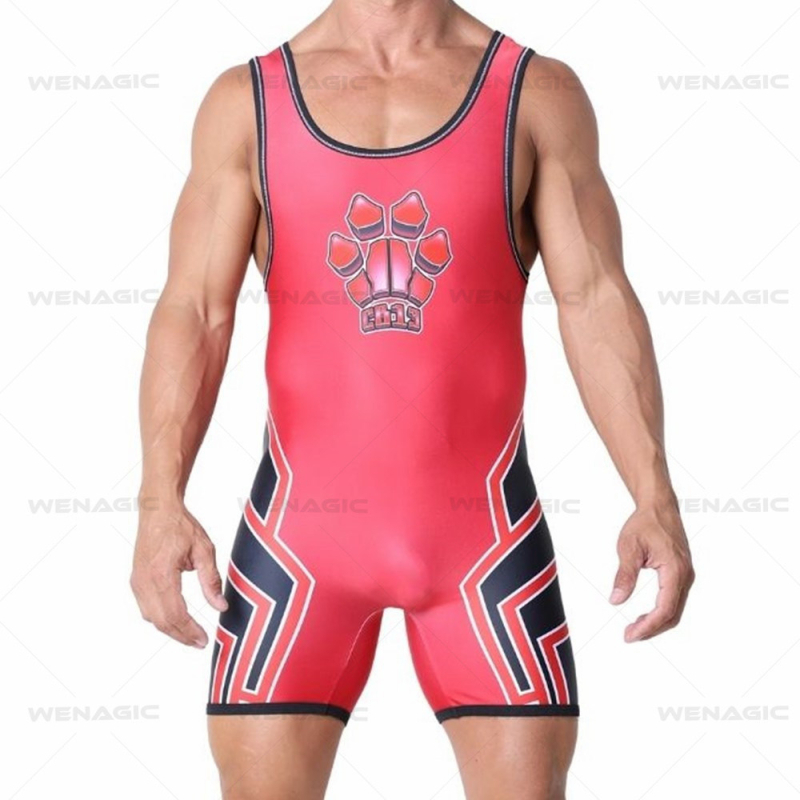 Costum de lupte dintr-o bucată pentru băieți, țesătură nylon-spandex (Lycra)