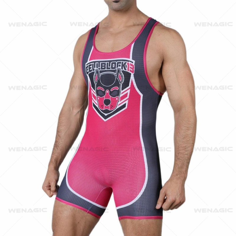 Costum de lupte dintr-o bucată pentru băieți, țesătură nylon-spandex (Lycra)