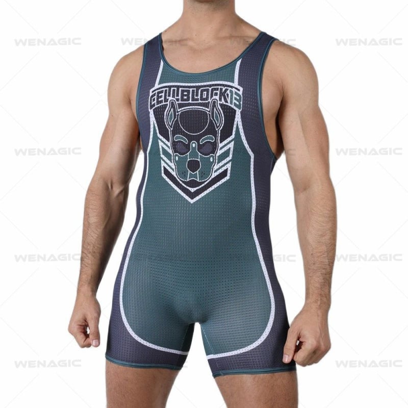 Costum de lupte dintr-o bucată pentru băieți, țesătură nylon-spandex (Lycra)