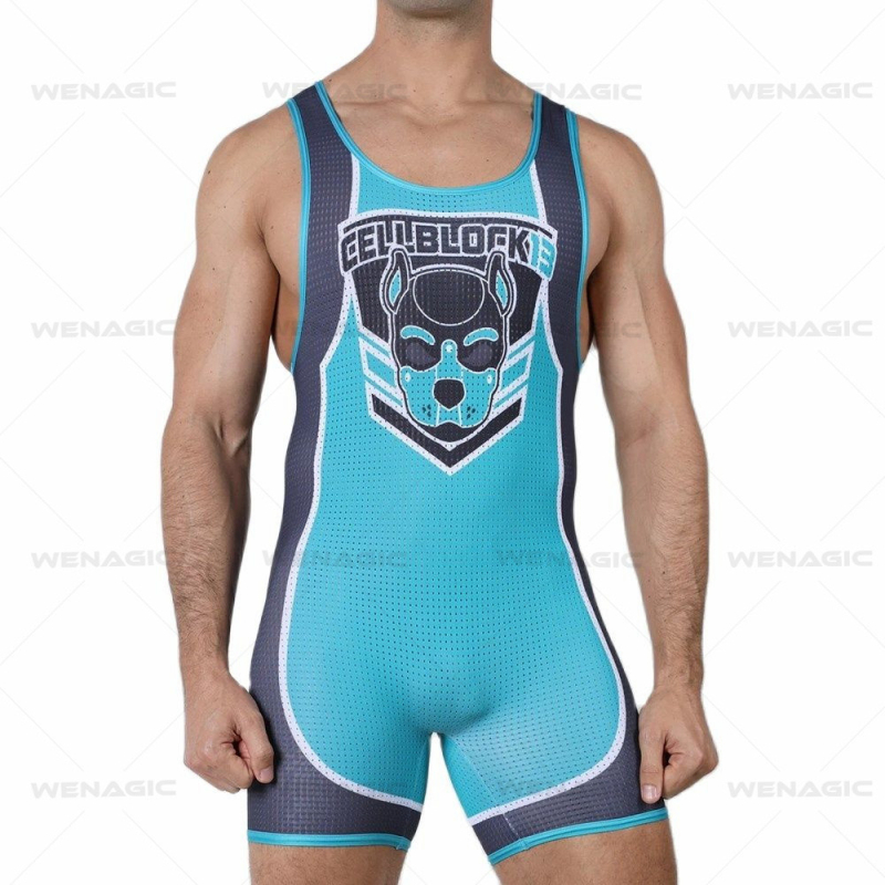 Costum de lupte dintr-o bucată pentru băieți, țesătură nylon-spandex (Lycra)