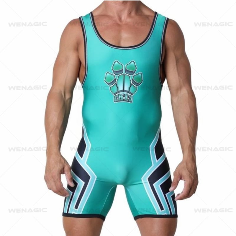 Costum de lupte dintr-o bucată pentru băieți, țesătură nylon-spandex (Lycra)