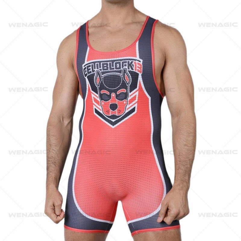 Costum de lupte dintr-o bucată pentru băieți, țesătură nylon-spandex (Lycra)