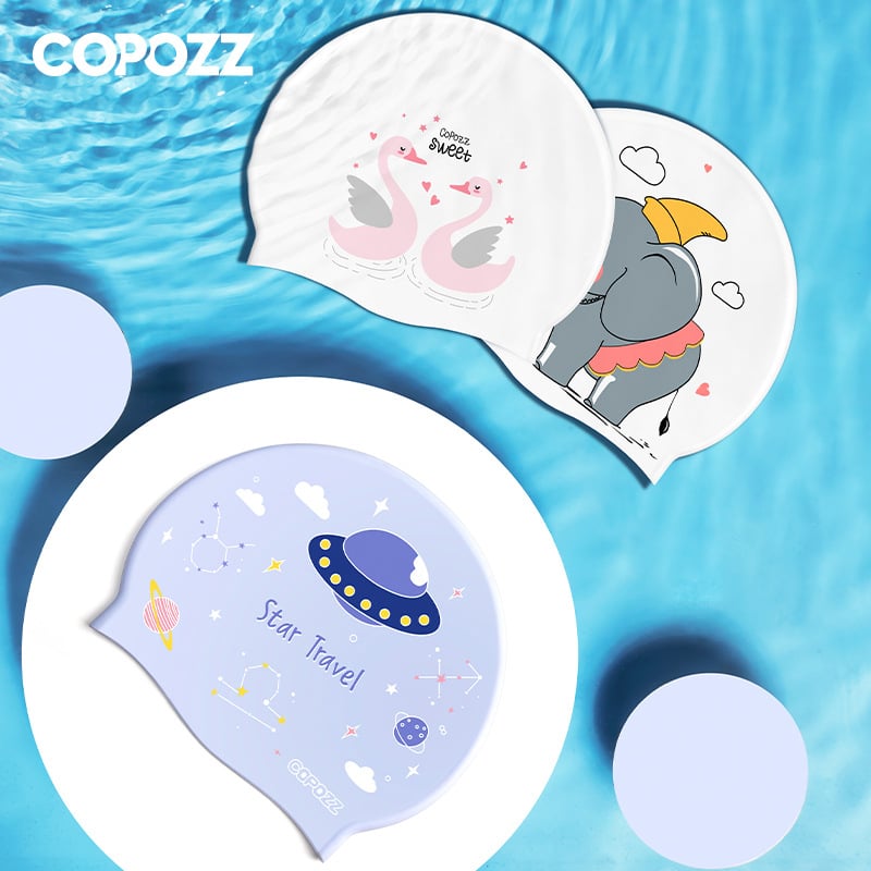 Dječja silikon kapa za plivanje sa zaštitom za uši, pogodna za dugu kosu, vodootporna, s tiskanim uzorkom