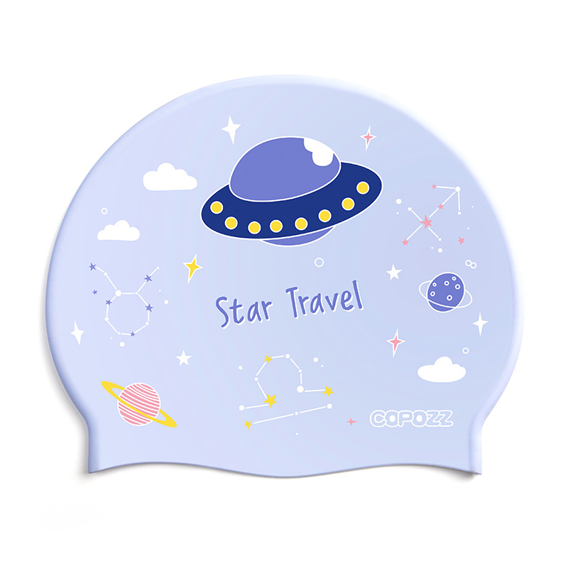 Dječja silikon kapa za plivanje sa zaštitom za uši, pogodna za dugu kosu, vodootporna, s tiskanim uzorkom